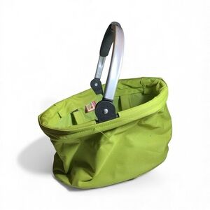 Lime Green Collapsable Market Tote with Metallic Handle